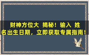 财神方位大  揭秘！输入  姓名出生日期，立即获取专属指南！
